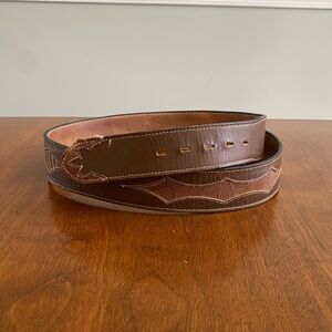 Vintage Tony Lama Gold Label leather and Alligator Lizard Skin Western Belt - 36